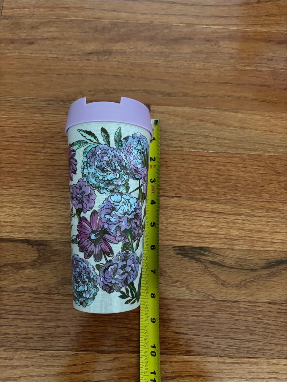 Vera Bradley Purple Multicolor Mural Garden Insulated Travel Mug